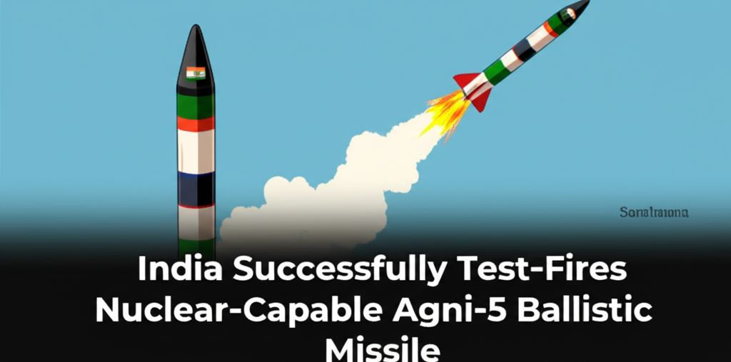India Successfully Test-Fires Nuclear-Capable Agni-5 Ballistic Missile