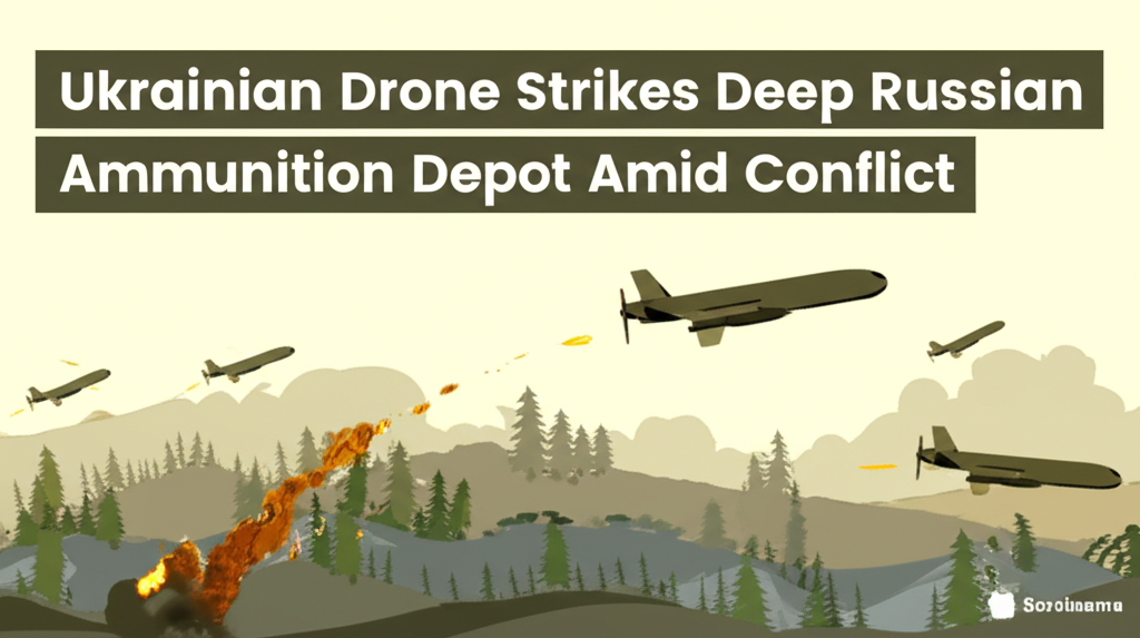 Ukrainian Drone Strikes Deep Russian Ammunition Depot Amid Conflict