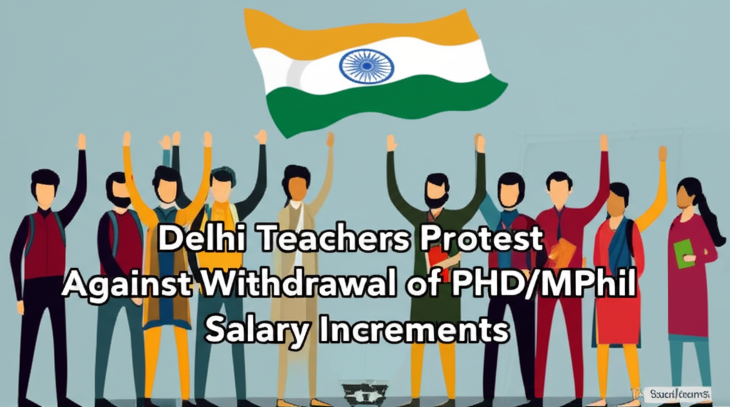 Delhi Teachers Protest Against Withdrawal of PhD/MPhil Salary Increments