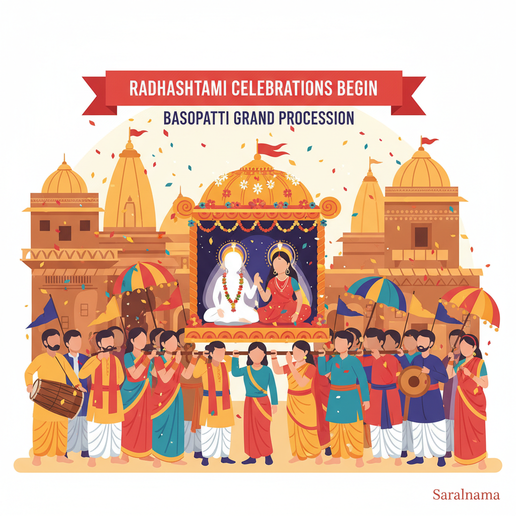 Radhashtami Celebrations Begin in Basopatti with Grand Procession