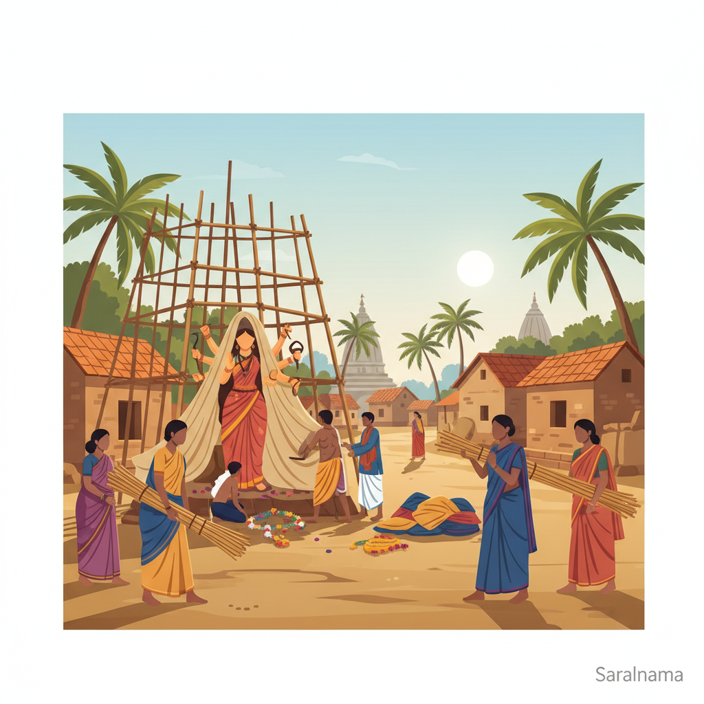 Durga Puja Preparations Begin in Kathinia Village