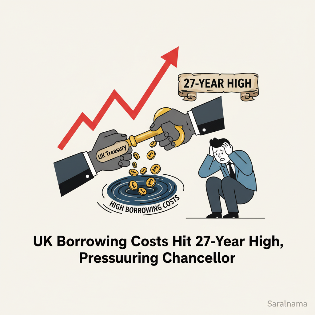 UK Borrowing Costs Hit 27-Year High, Pressuring Chancellor