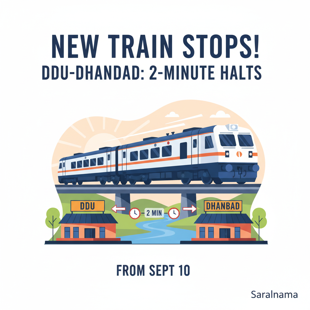 New Train Stops in DDU-Dhanbad: 2-Minute Halts from Sept 10