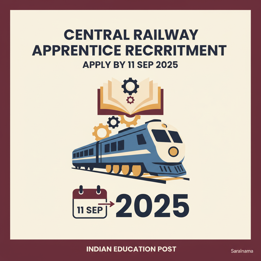 Central Railway Apprentice Recruitment 2025: Apply by 11 Sep