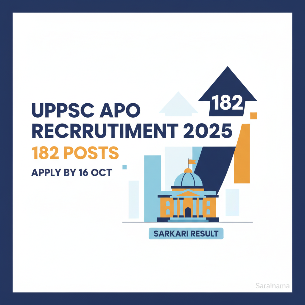 UPPSC APO Recruitment 2025: 182 Posts, Apply by 16 Oct