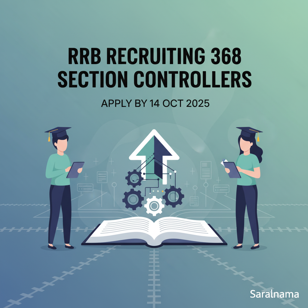 RRB Recruiting 368 Section Controllers, Apply by 14 Oct 2025