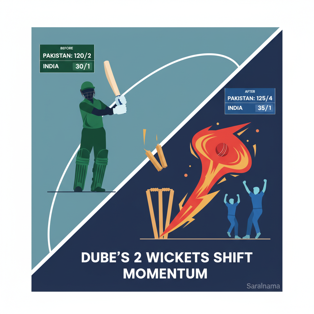 Dube's 2 Wickets Shift Momentum in India-Pakistan Asia Cup Match