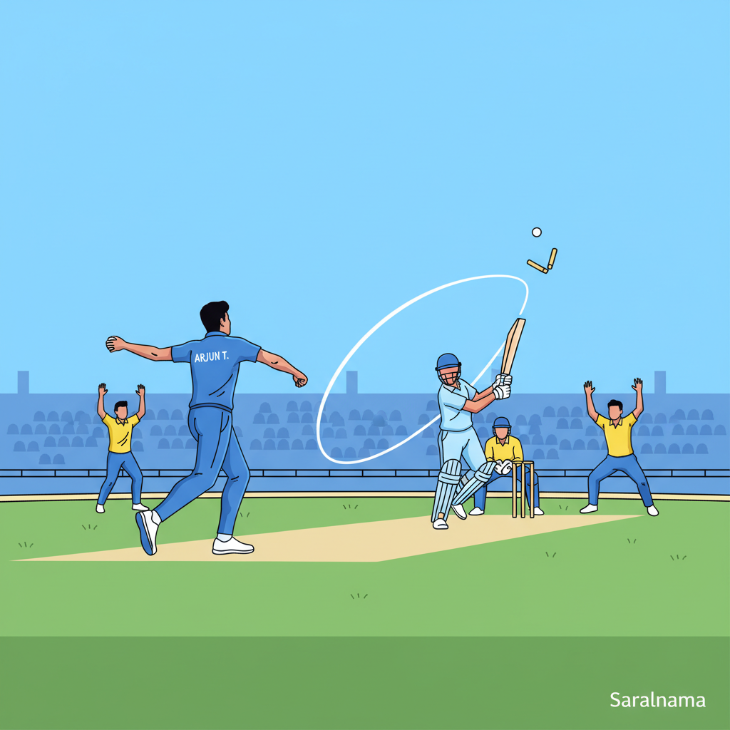 Arjun Tendulkar Dismisses Samit Dravid in KSCA Tournament