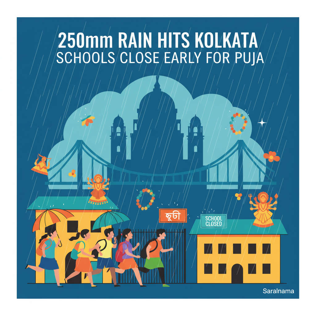 250mm Rain Hits Kolkata, Schools Close Early for Puja