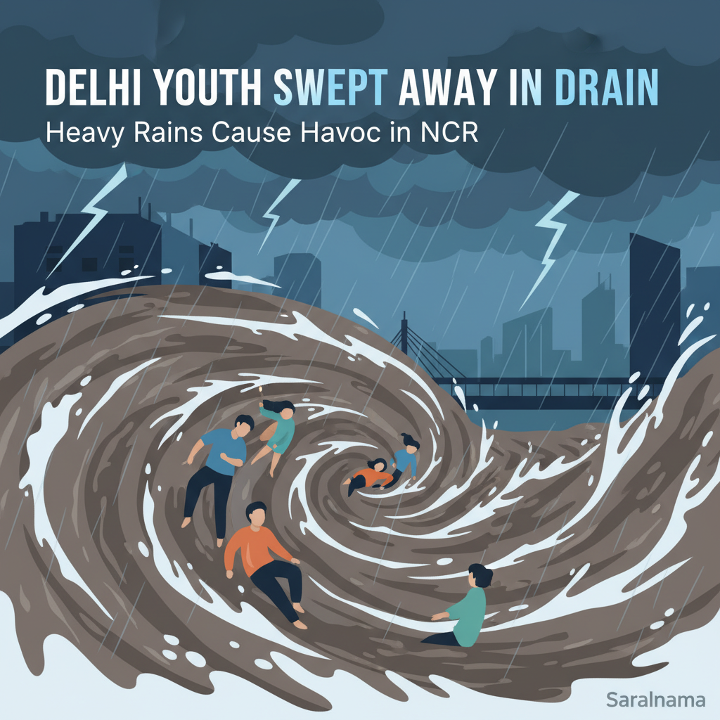 Delhi Youth Swept Away in Drain During Heavy Rain