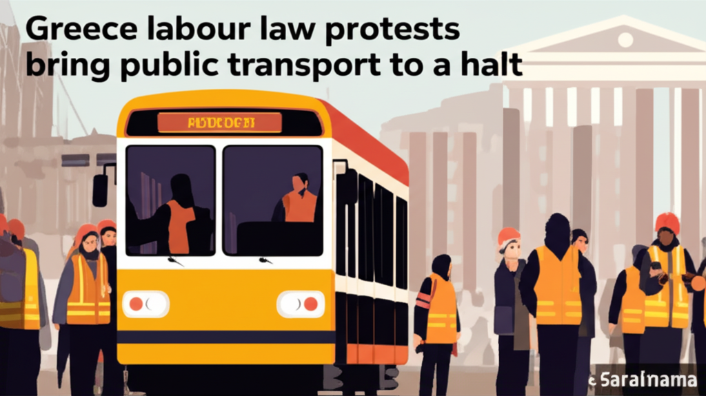 Greece labour law protests bring public transport to a halt