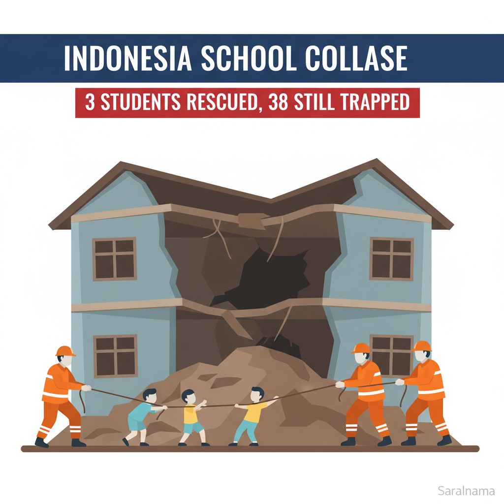 Indonesia School Collapse: 3 Students Rescued, 38 Still Trapped