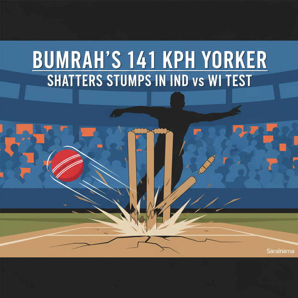 Bumrah's 141 kph Yorker Shatters Stumps in IND vs WI Test