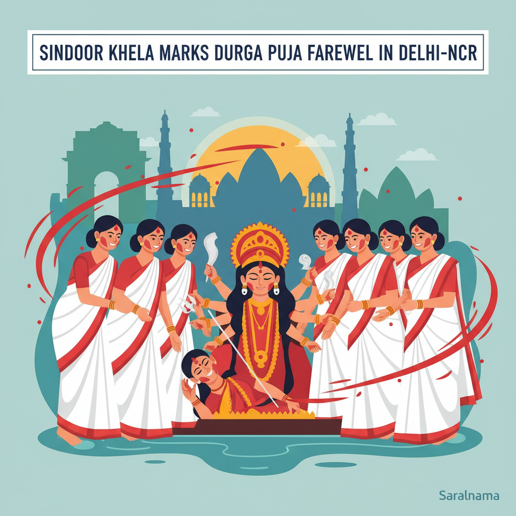 Sindoor Khela Marks Durga Puja Farewell in Delhi-NCR