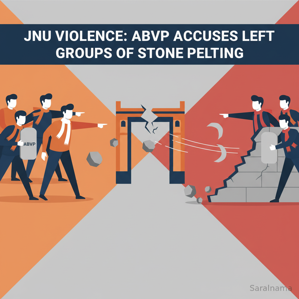 JNU Violence: ABVP Accuses Left Groups of Stone Pelting