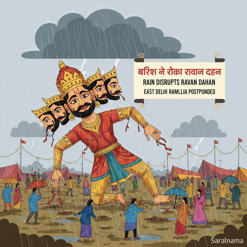 Rain Disrupts Ravan Dahan in East Delhi Ramlila
