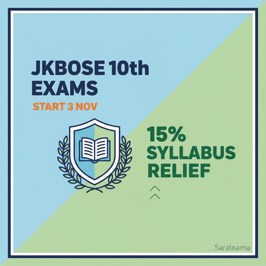 JKBOSE 10th Exams Start 3 Nov with 15% Syllabus Relief