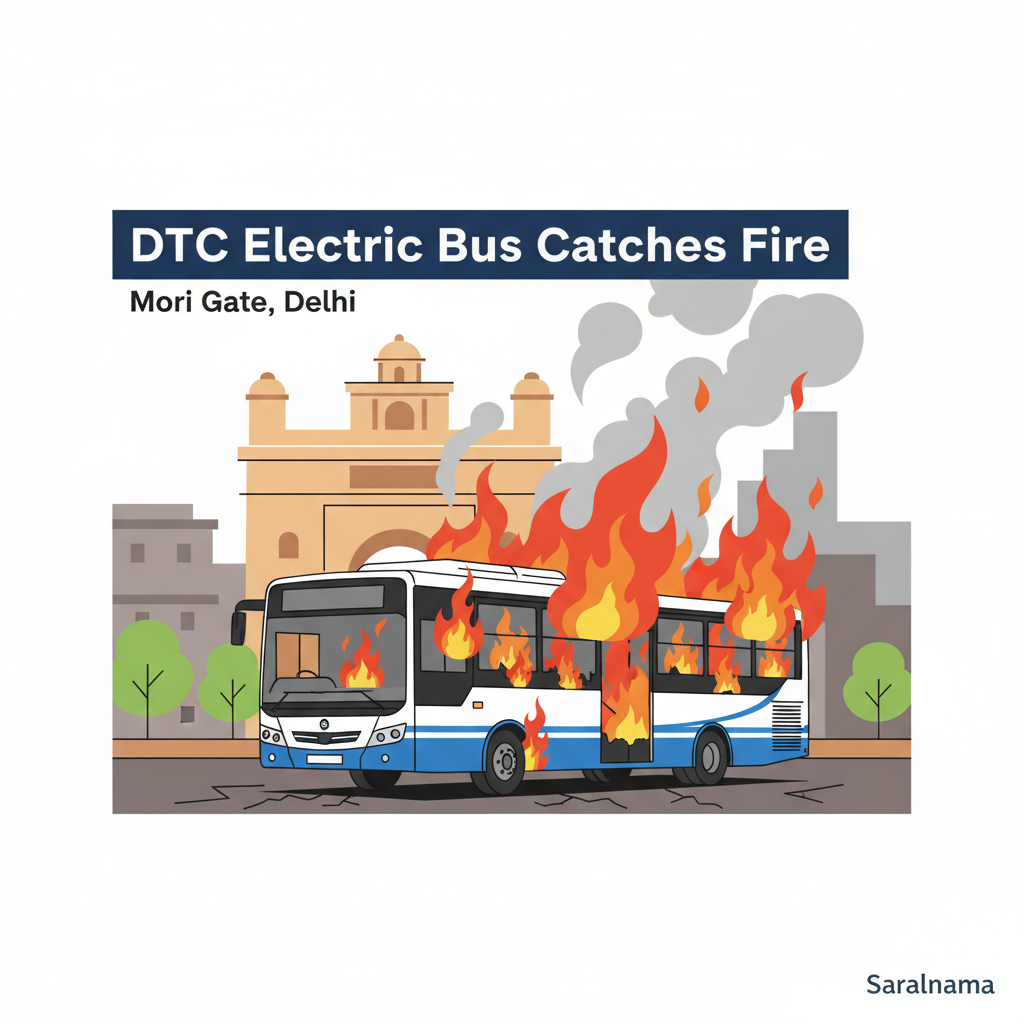 DTC Electric Bus Catches Fire at Mori Gate in Delhi