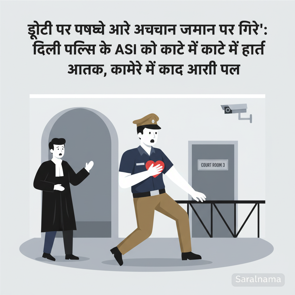 'ड्यूटी पर पहुंचे और अचानक जमीन पर गिरे': दिल्ली पुलिस के ASI को कोर्ट में हार्ट अटैक, कैमरे में कैद आखिरी पल