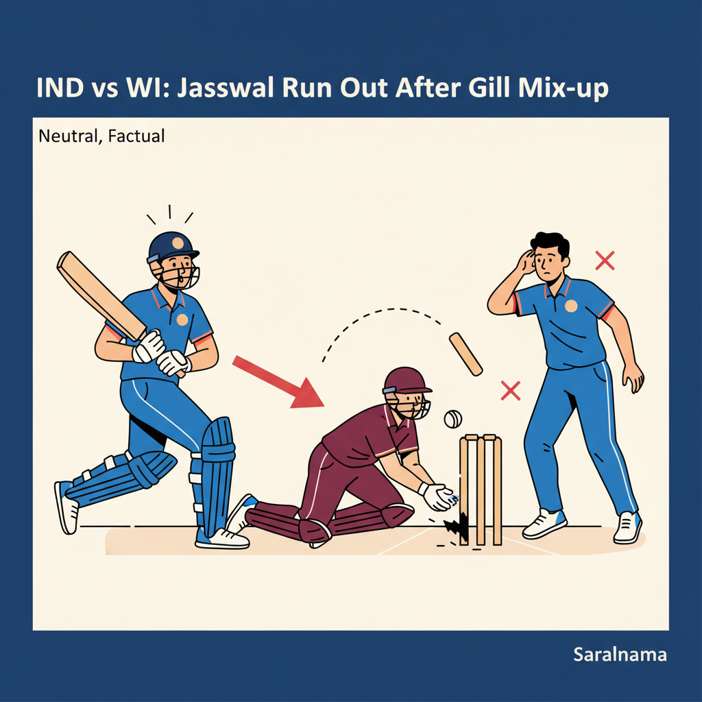 IND vs WI: Jaiswal Run Out After Gill Mix-up