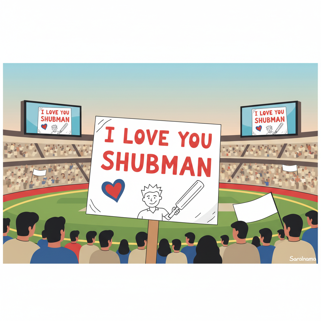 Fan's 'I Love You Shubman' Sign Goes Viral at Delhi Test