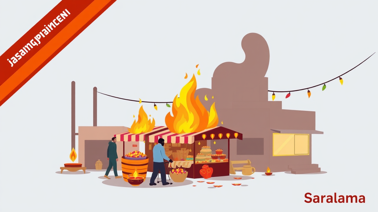 Fire Destroys Diwali Goods in Yamunanagar Stalls