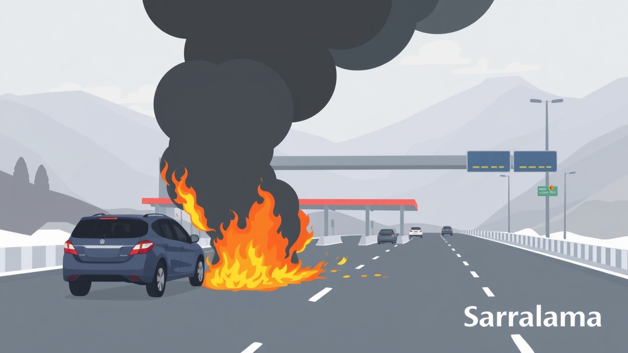 Car Fire at Parwanoo Toll Plaza: 3 Booths Burned