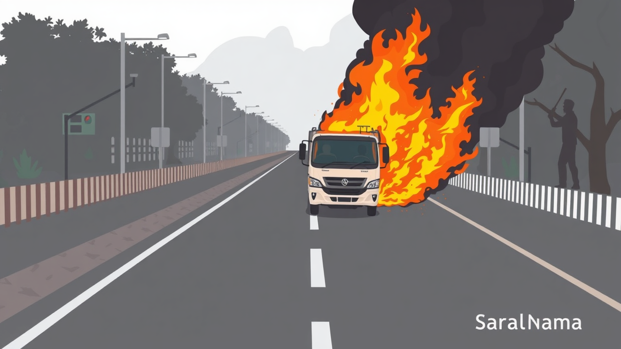 Truck Fire on Gohana-Panipat Road: Driver Escapes Narrowly