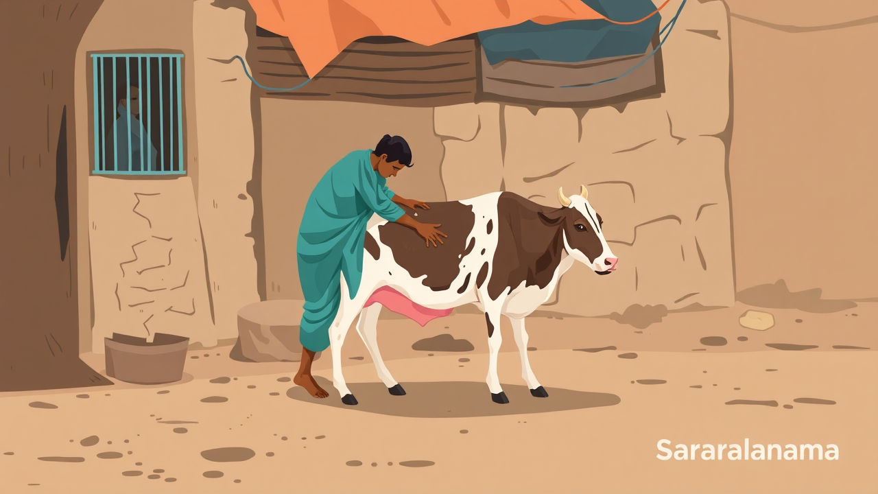 Locals Help Cow Give Birth on Kondagaon Street