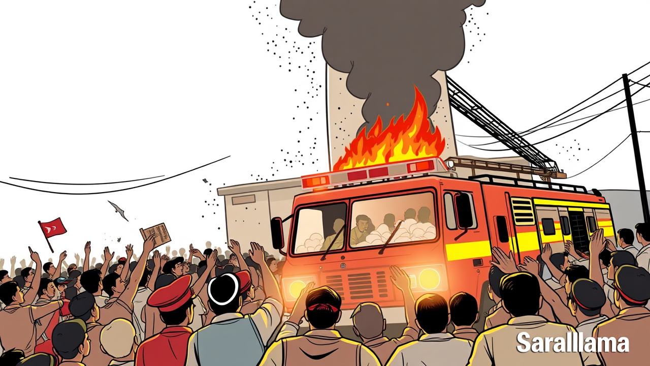 Fire at Beldaur Flour Mill: Crowd Attacks Fire Engine