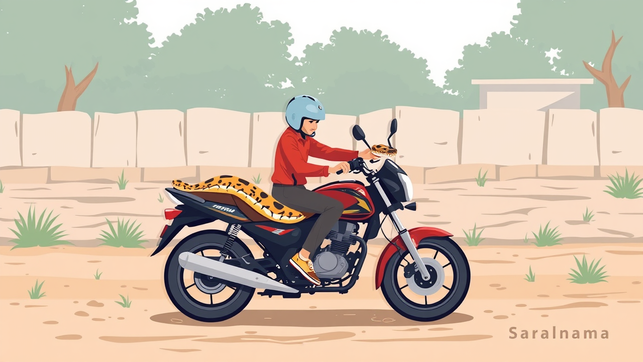 Python Rescued from Motorcycle in Mathura Village