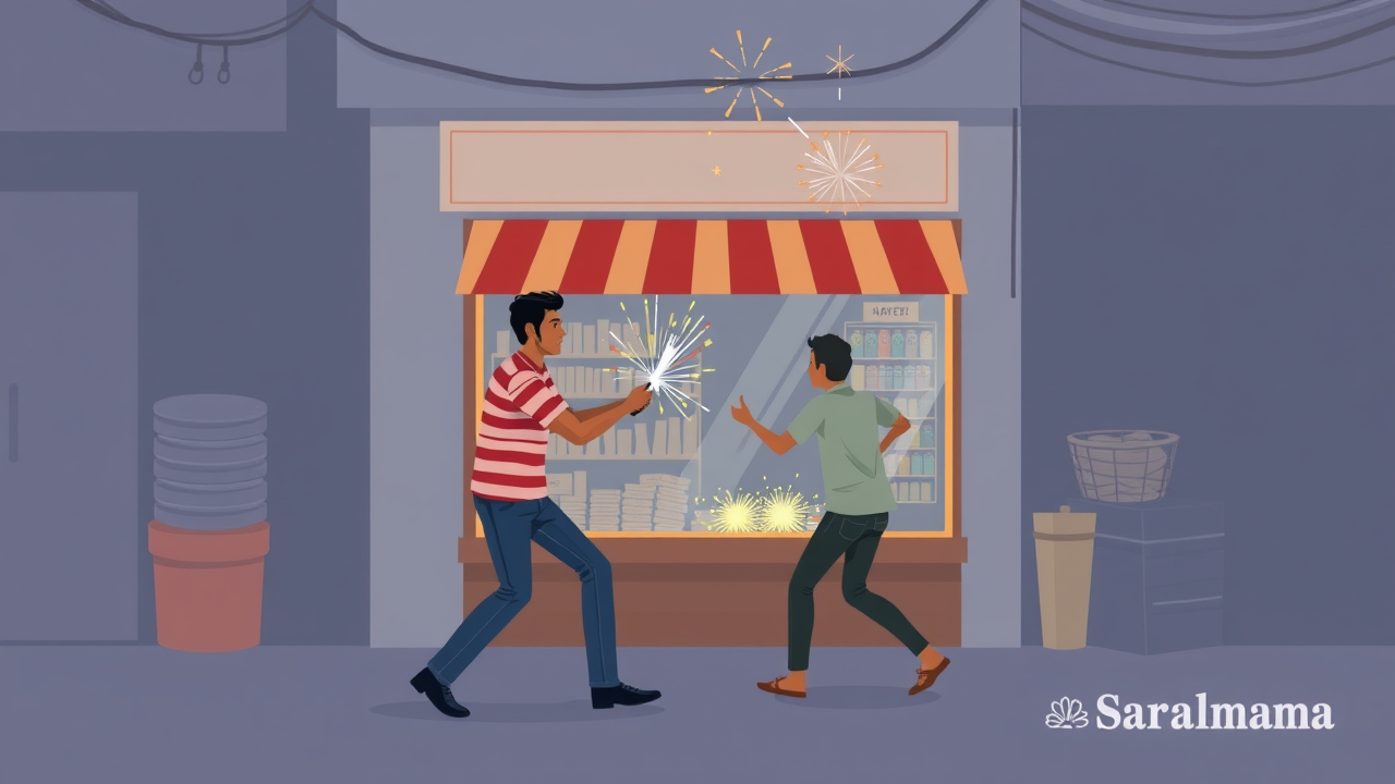 Firecracker Shop Brawl in Raipur: Two Youths Attack Shopkeeper