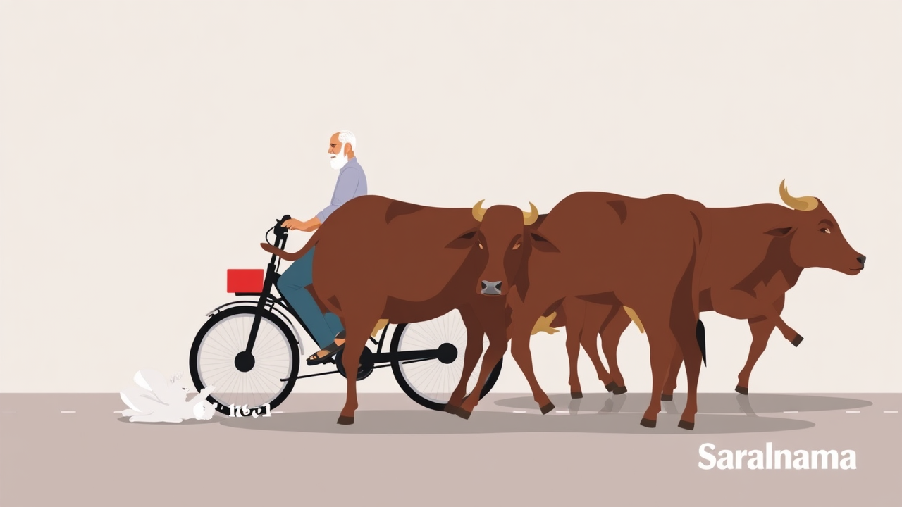 Elderly Man Dies in Bike Accident with Stray Cattle in Mauganj