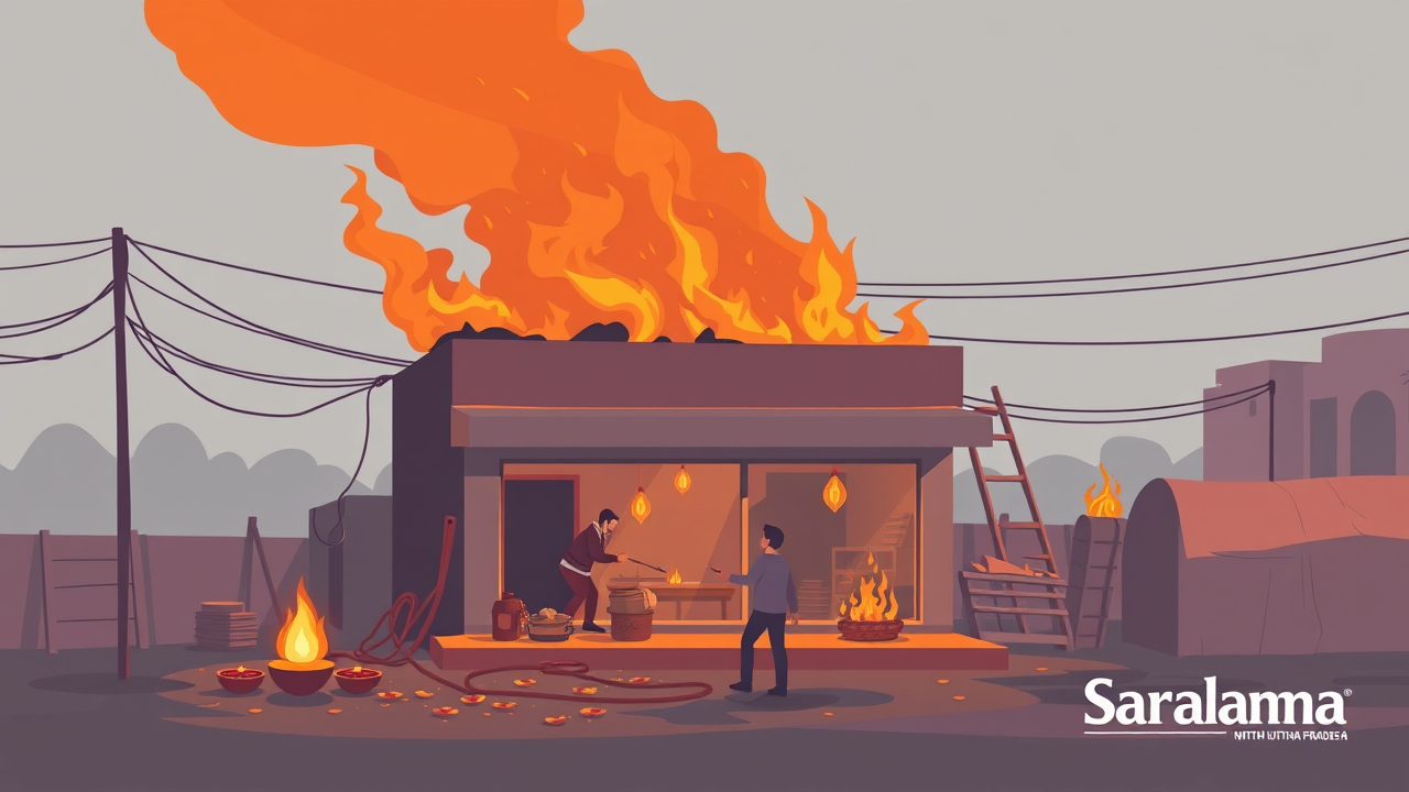 Fire Destroys Two Shops in Auraiya on Diwali Night