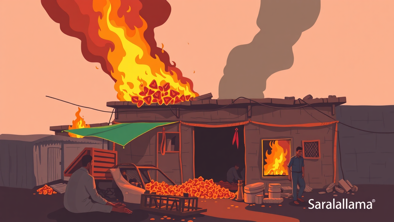 Fire Destroys Henna Warehouse in Sojat, Rajasthan