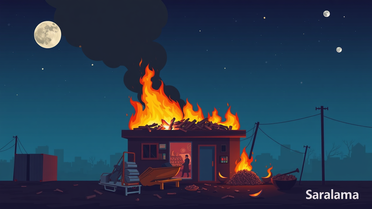 Fire Destroys Scrap Shop in Chhibramau on Diwali Night
