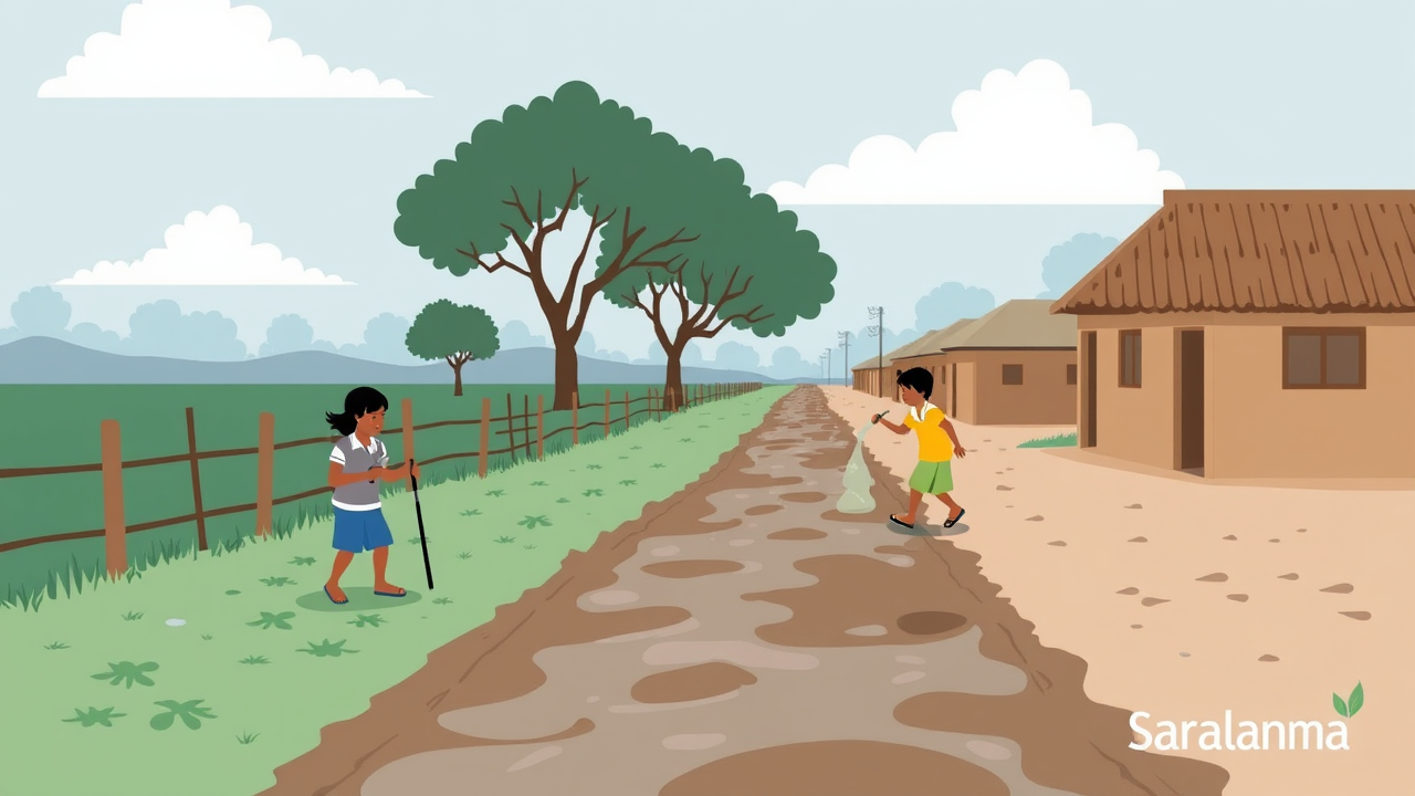 Waterlogged School Path Troubles Students in Nuh Village