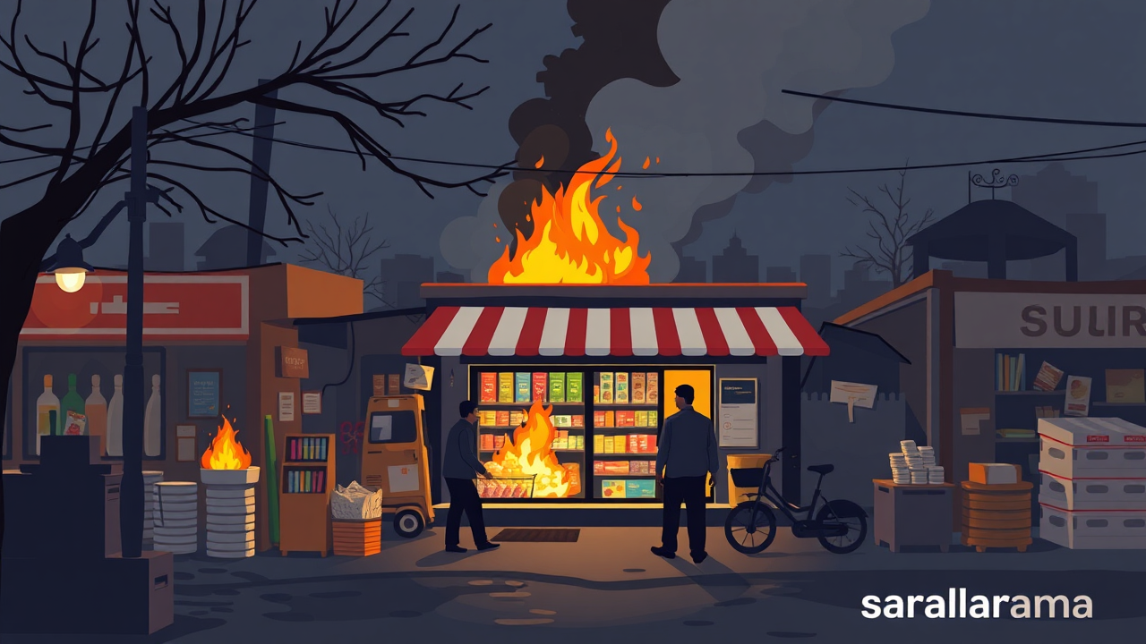 ₹3 Lakh Loss in Diwali Night Fire at Gumla Grocery Store