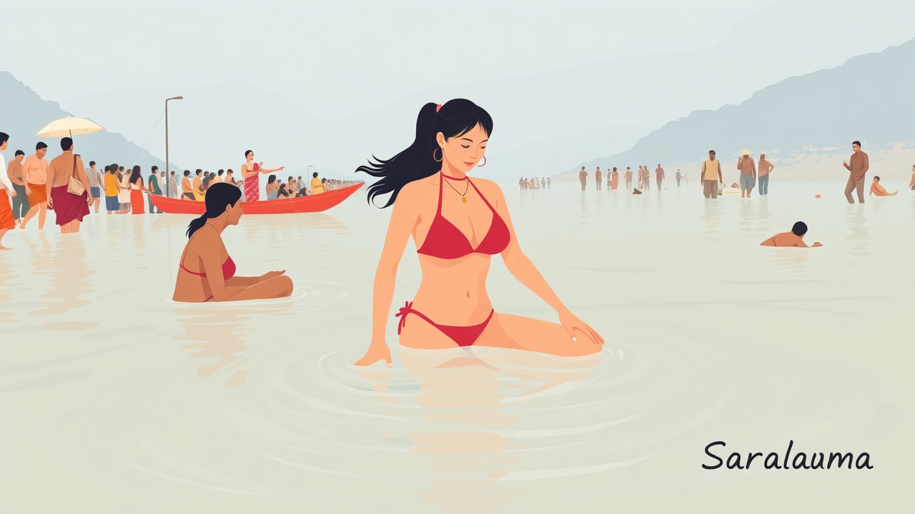 Foreign Tourist in Bikini Bathes in Ganga, Sparks Debate