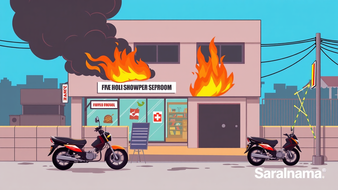 Fire at Two-Wheeler Showroom Affects Nearby Hospital in Agra