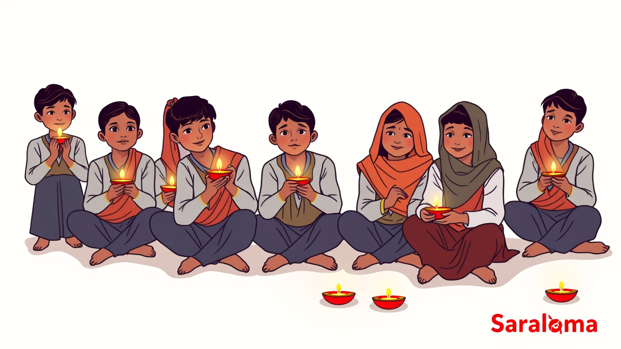 Students Light Diwali Diyas in Nariyara Government Schools