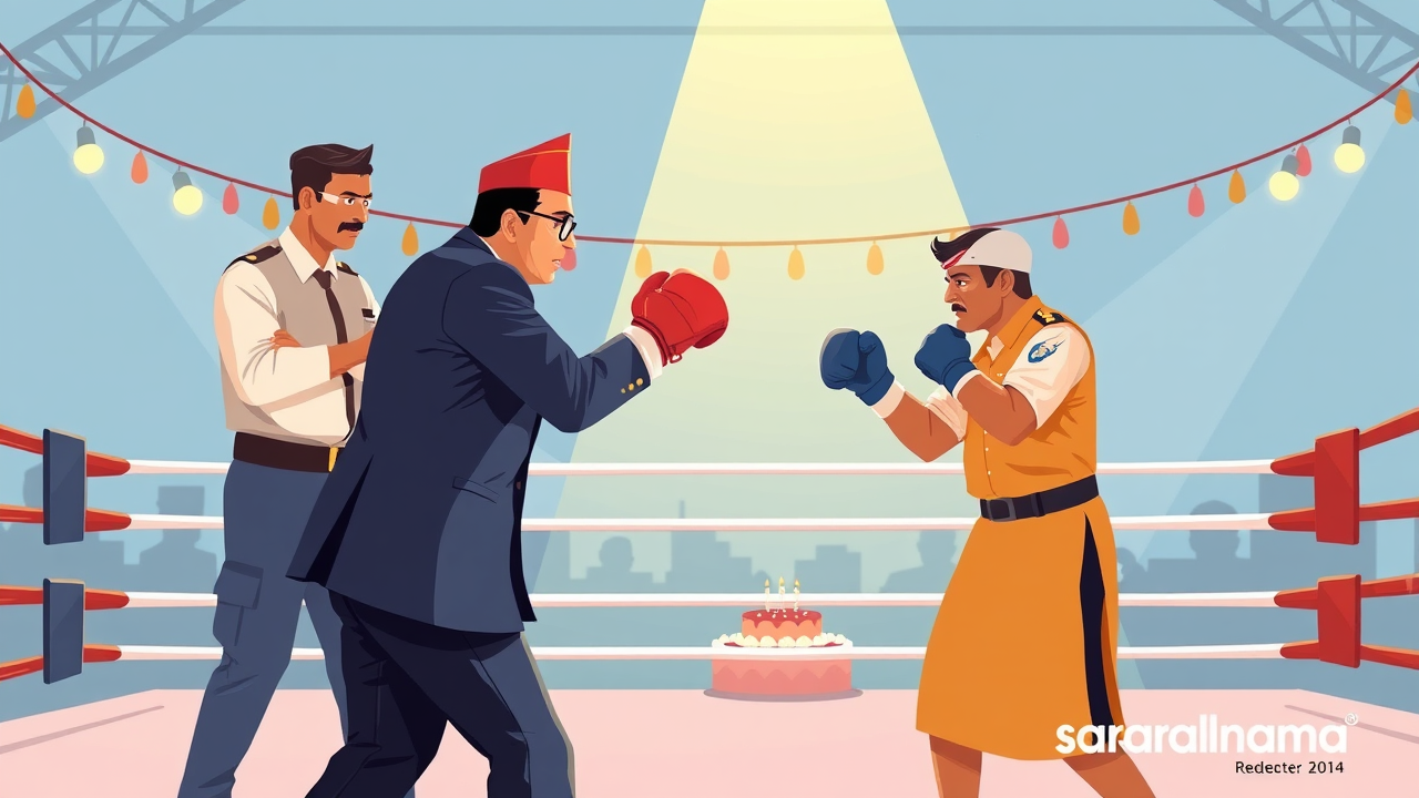 Railway Officials Celebrate Birthday in Boxing Ring
