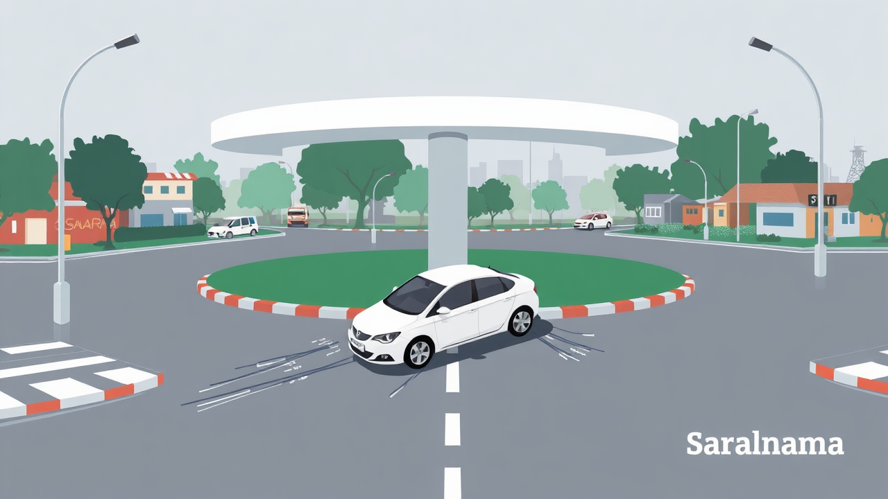 Car Crashes into Roundabout in Faridabad, Driver Escapes