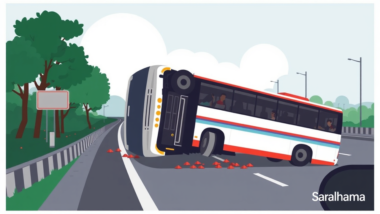 Bus Overturns on Indore-Ichhapur Highway, 3 Injured
