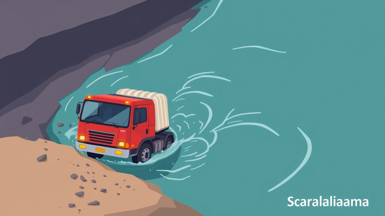 Truck Falls into River in Harda, Driver Safe