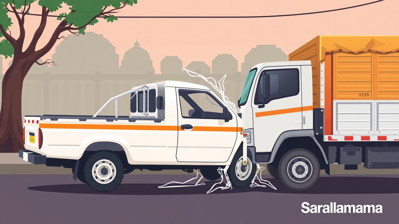 Pickup Van Crashes into Parked Truck in Muzaffarpur