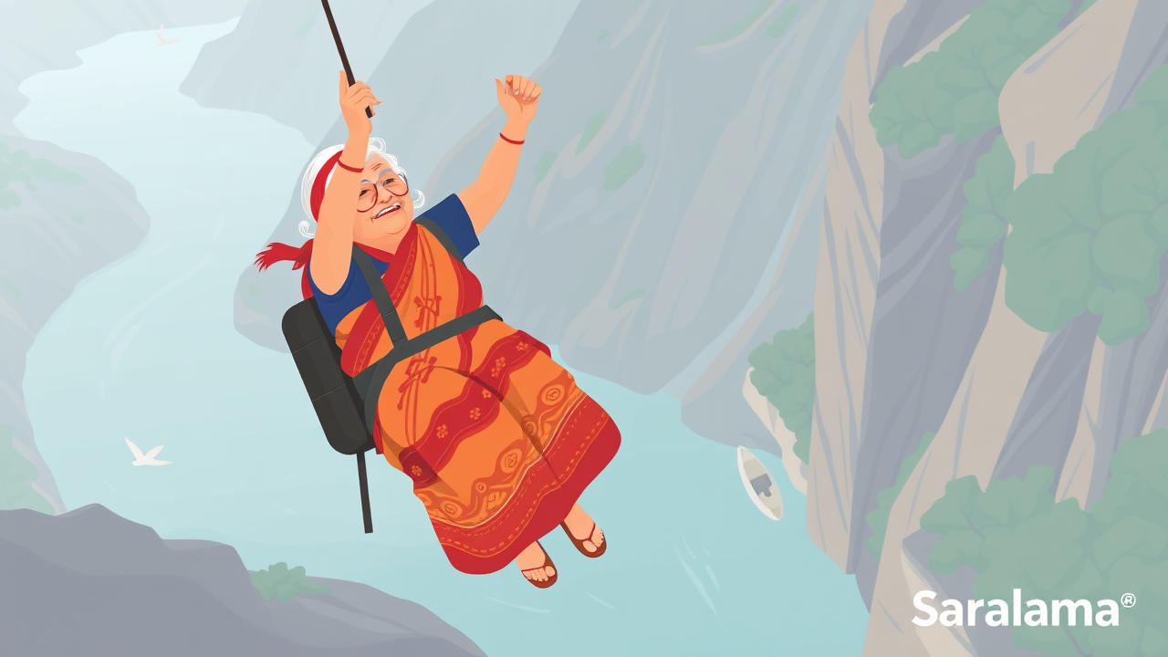 83-Year-Old Woman Bungee Jumps in Rishikesh