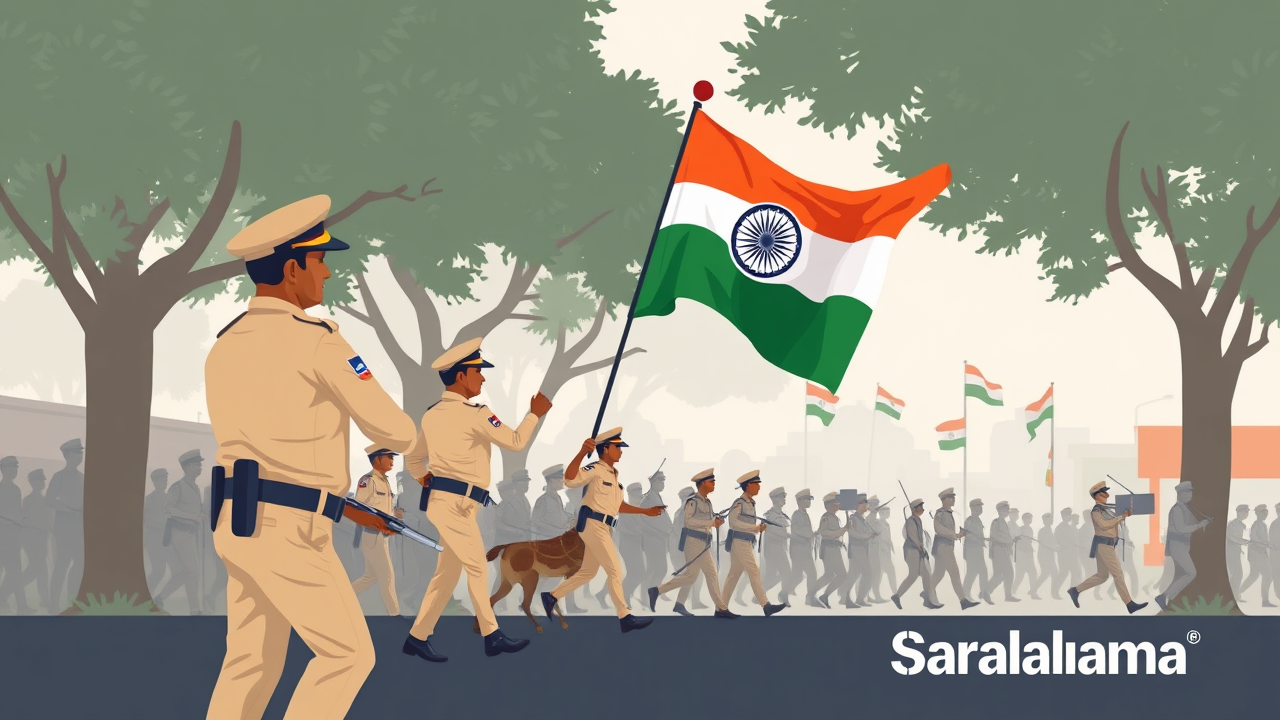 Police Conduct Flag March in Chautham for Upcoming Elections