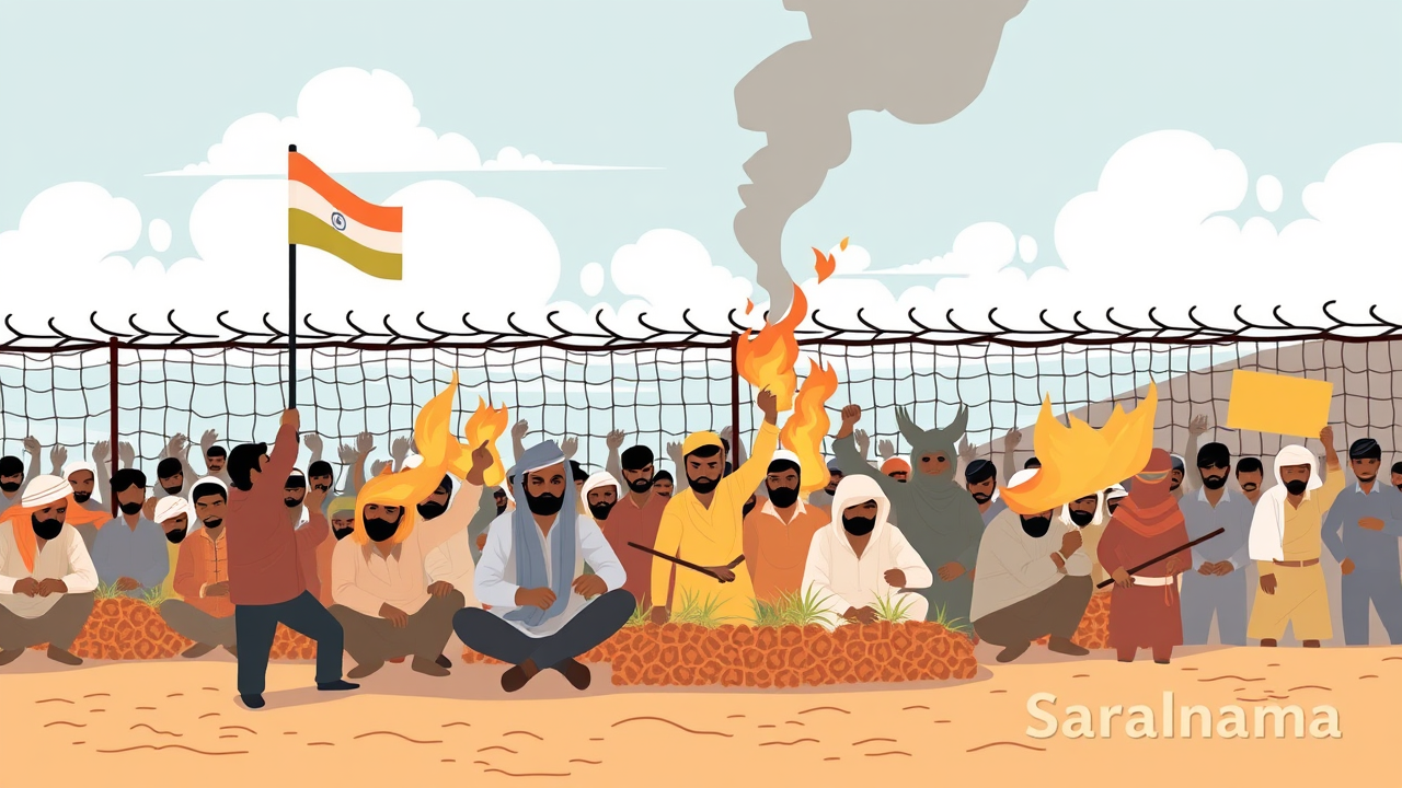 Farmers Protest at Narnaul Mandi, Block Gates