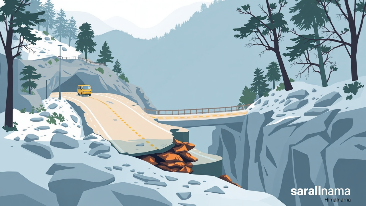 Damaged Bridge Road in Shimla Poses Risk to Commuters